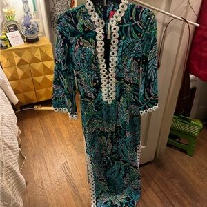 Lilly Pulitzer Teal and Black Long Sleeve Dress